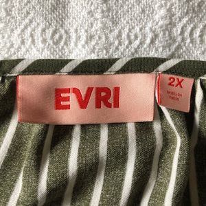Women’s plus Evri green with white stripes shirt